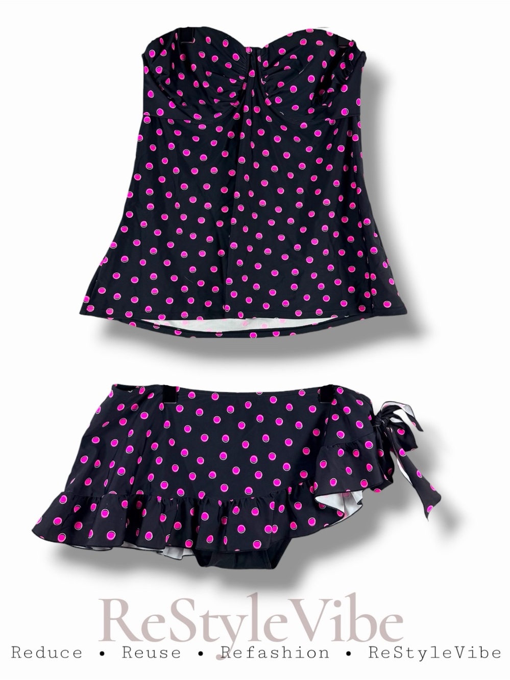 SMART & SEXY SWIM Women’s Size 40D XL Tankini Set Swimsuit 2 Piece Polka Dot